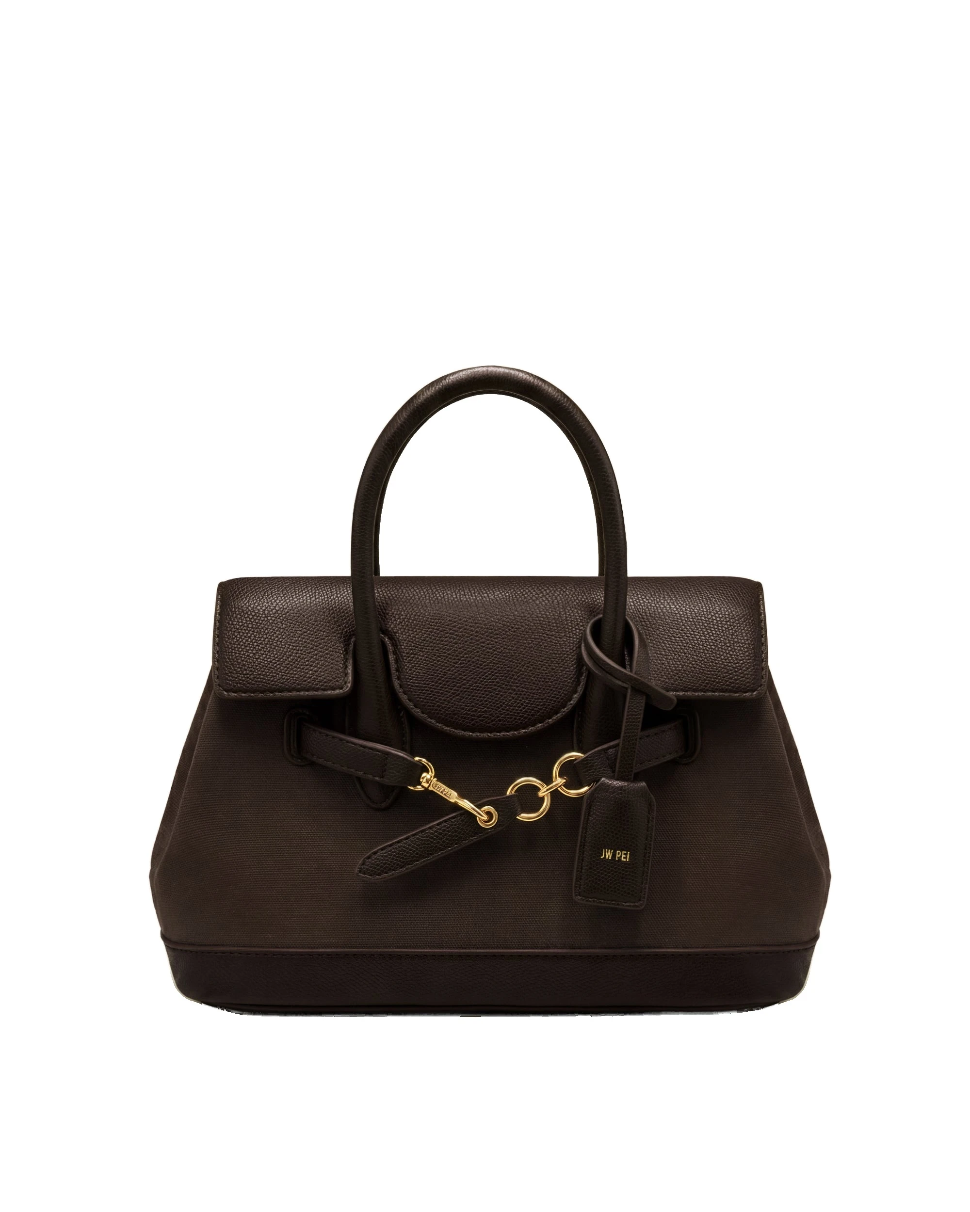 JW PEI Alina Belted Satchel Bag in Dark Brown Canvas | Totes & Top-Handle Bags | Luxury Shoes JW PEI Alina Belted Satchel Bag in Dark Brown Canvas