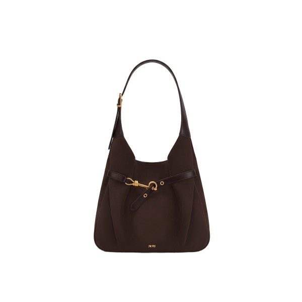 JW PEI Alina Faux Suede Hobo Bag in Chocolate Brown