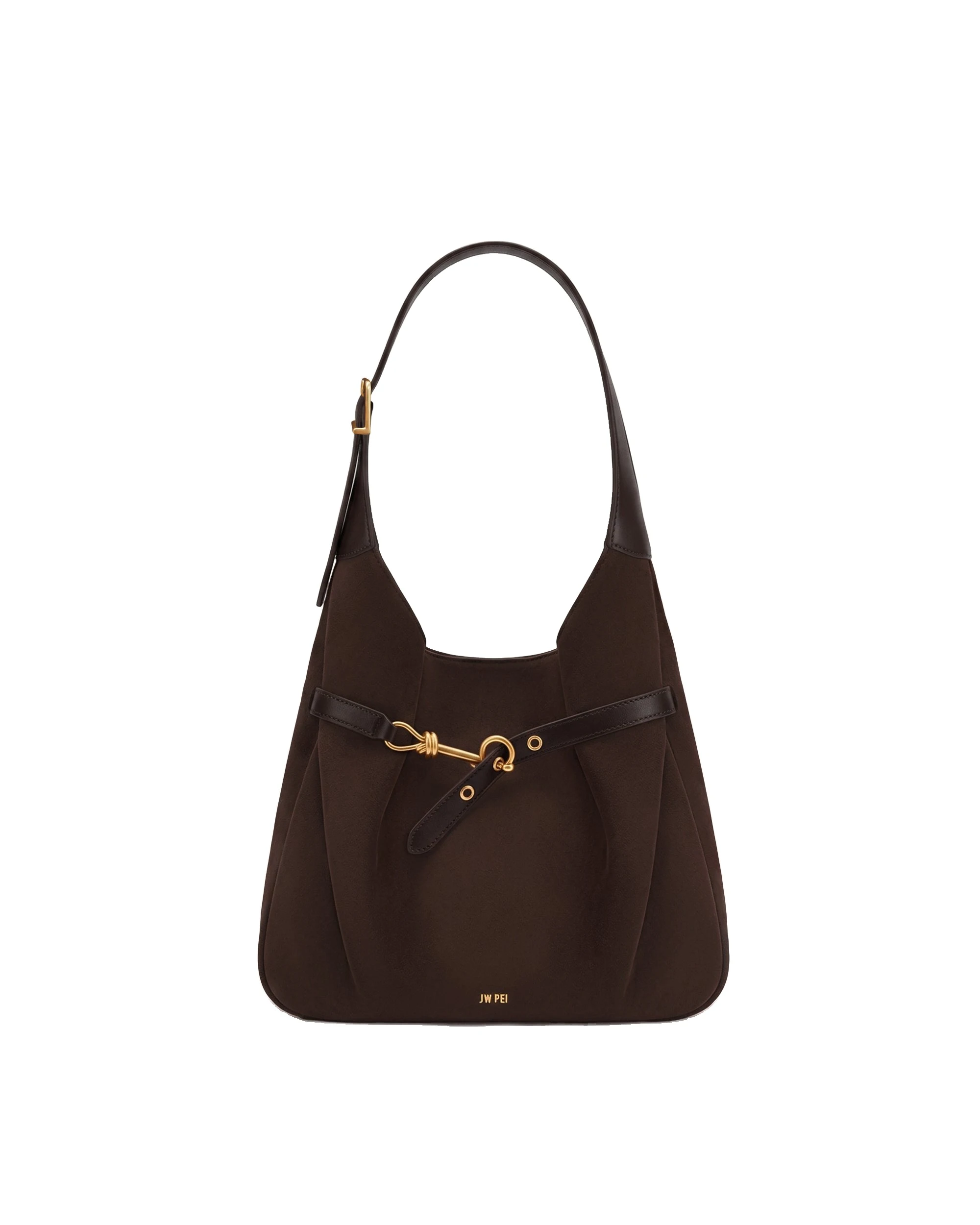 JW PEI Alina Faux Suede Hobo Bag in Chocolate Brown | Shoulder & Crossbody Bags | Luxury Shoes JW PEI Alina Faux Suede Hobo Bag in Chocolate Brown