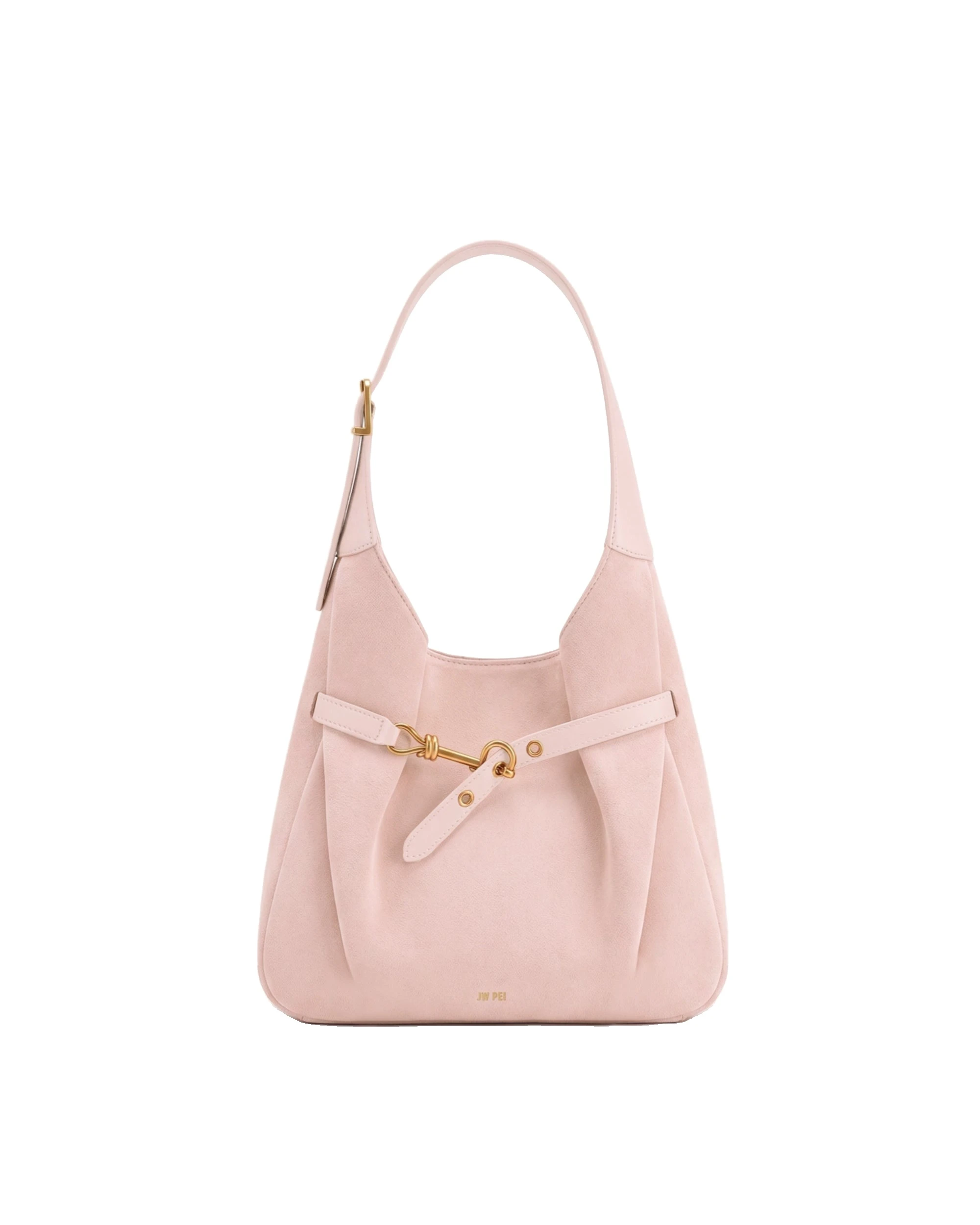 JW PEI Alina Faux Suede Hobo Bag in Light Pink | Shoulder & Crossbody Bags | Luxury Shoes JW PEI Alina Faux Suede Hobo Bag in Light Pink