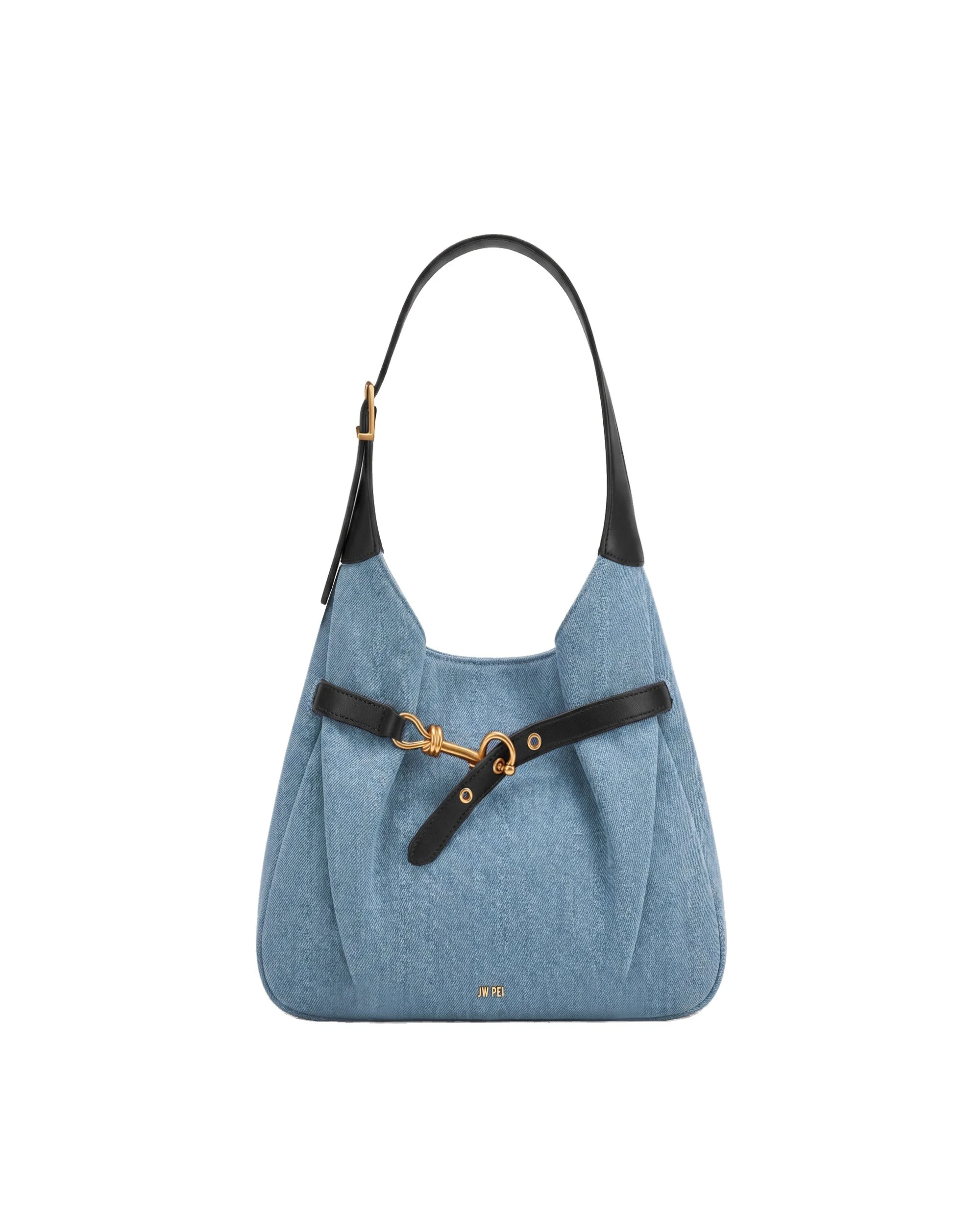 JW PEI Alina Hobo Bag in Light Blue Denim | Shoulder & Crossbody Bags | Luxury Shoes JW PEI Alina Hobo Bag in Light Blue Denim