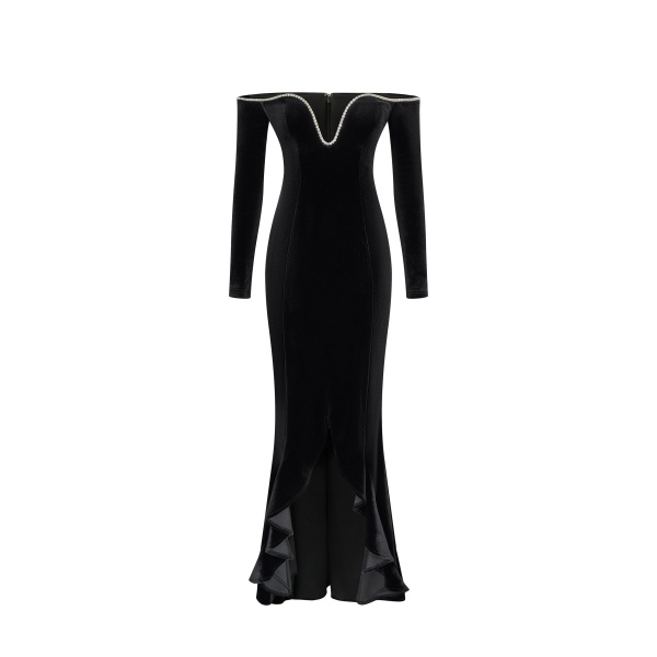 JW PEI Allison Off-Shoulder Evening Gown