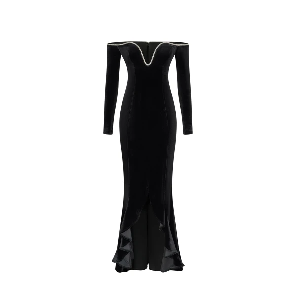JW PEI Allison Off-Shoulder Evening Gown