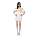 JW PEI Althea Clouds Shoulders Floral Embroidered Mini Dress