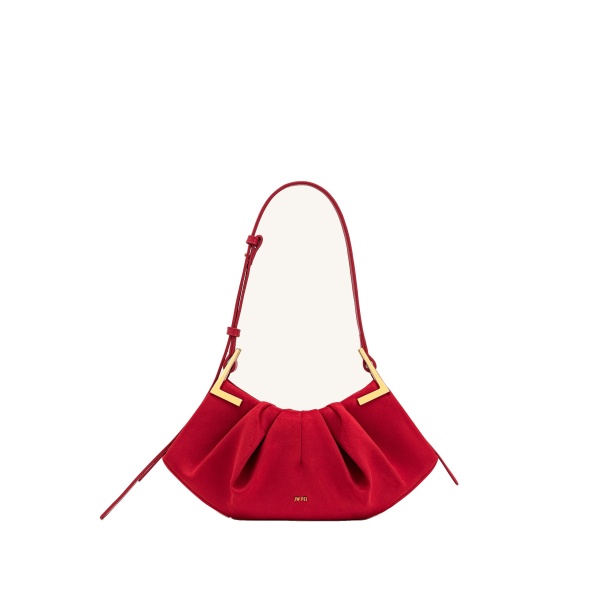 JW PEI Amelia Faux Suede Pleated Shoulder Bag in Red