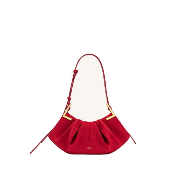 JW PEI Amelia Faux Suede Pleated Shoulder Bag in Red