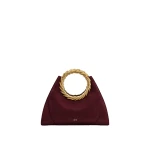 JW PEI Amiya Leaf Handle Faux Suede Sculpture Bag in Merlot Red