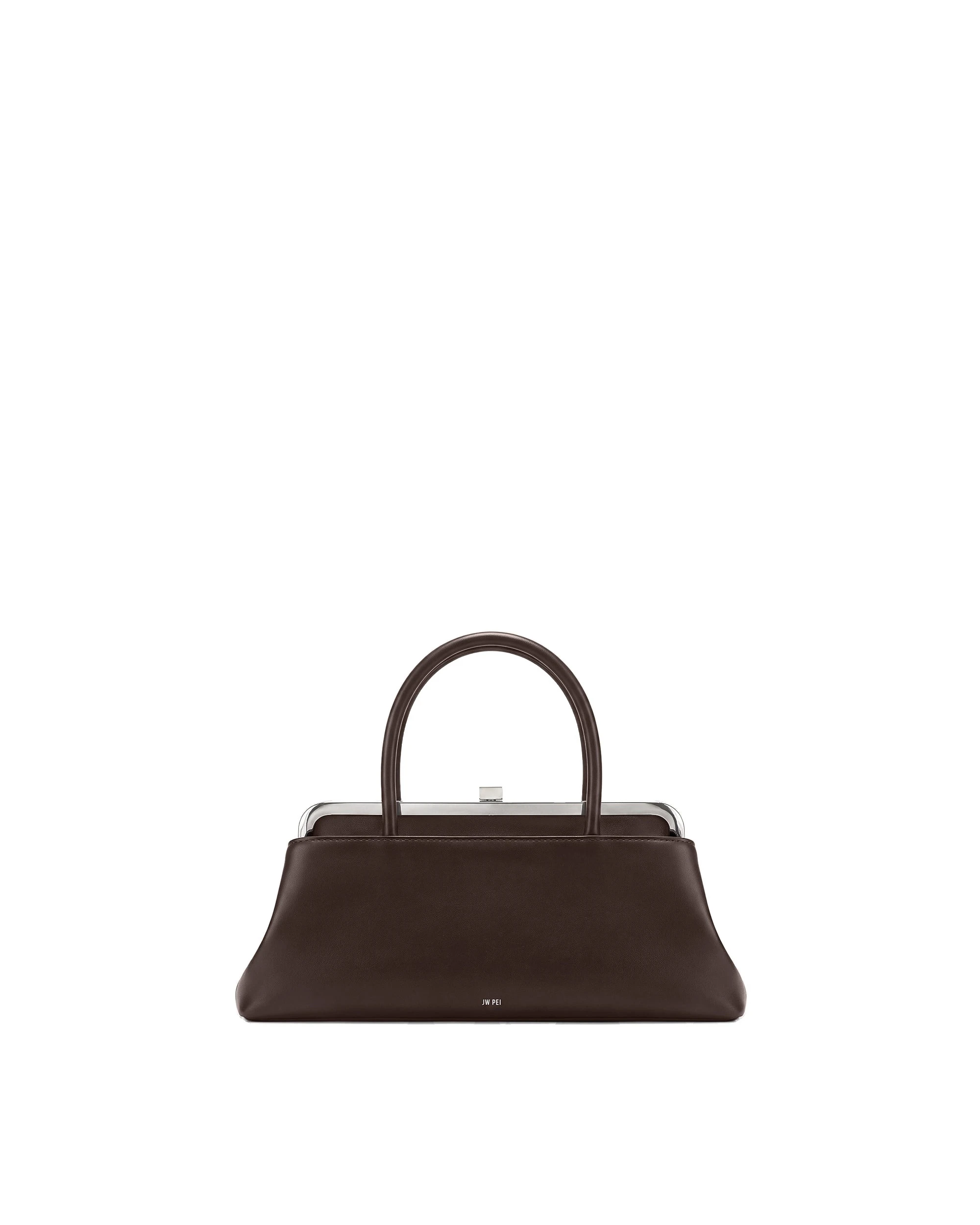 JW PEI Anouk Frame Top Handle Bag in Dark Brown | Totes & Top-Handle Bags | Luxury Shoes JW PEI Anouk Frame Top Handle Bag in Dark Brown