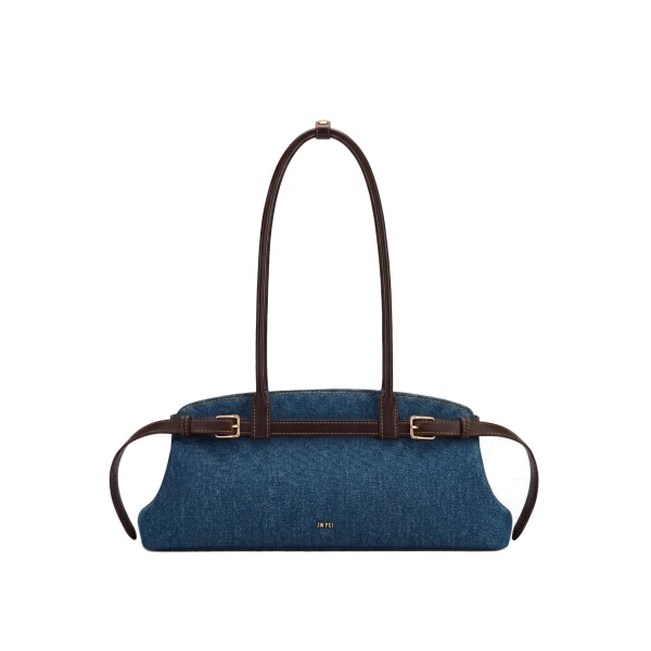 JW PEI Arden Belt Detail East-West Shoulder Bag in Blue Denim