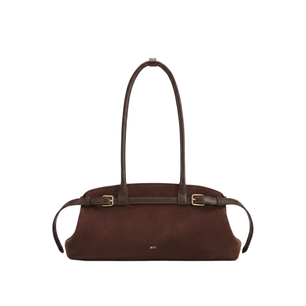 JW PEI Arden Faux Suede Belt Detail East-West Shoulder Bag in Coffee Brown