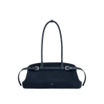 JW PEI Arden Faux Suede Belt Detail East-West Shoulder Bag in Navy Blue