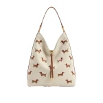 JW PEI Aria Dog Embroidered Shoulder Bag in Caramel Brown