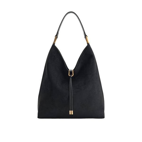 JW PEI Aria Faux Suede Shoulder Bag in Black