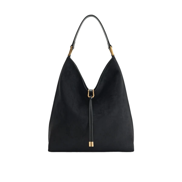 JW PEI Aria Faux Suede Shoulder Bag in Black