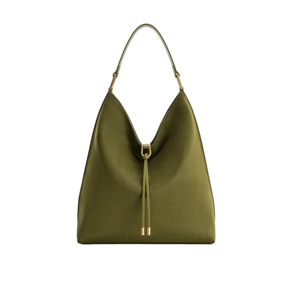 JW PEI Aria Faux Suede Shoulder Bag in Dark Olive