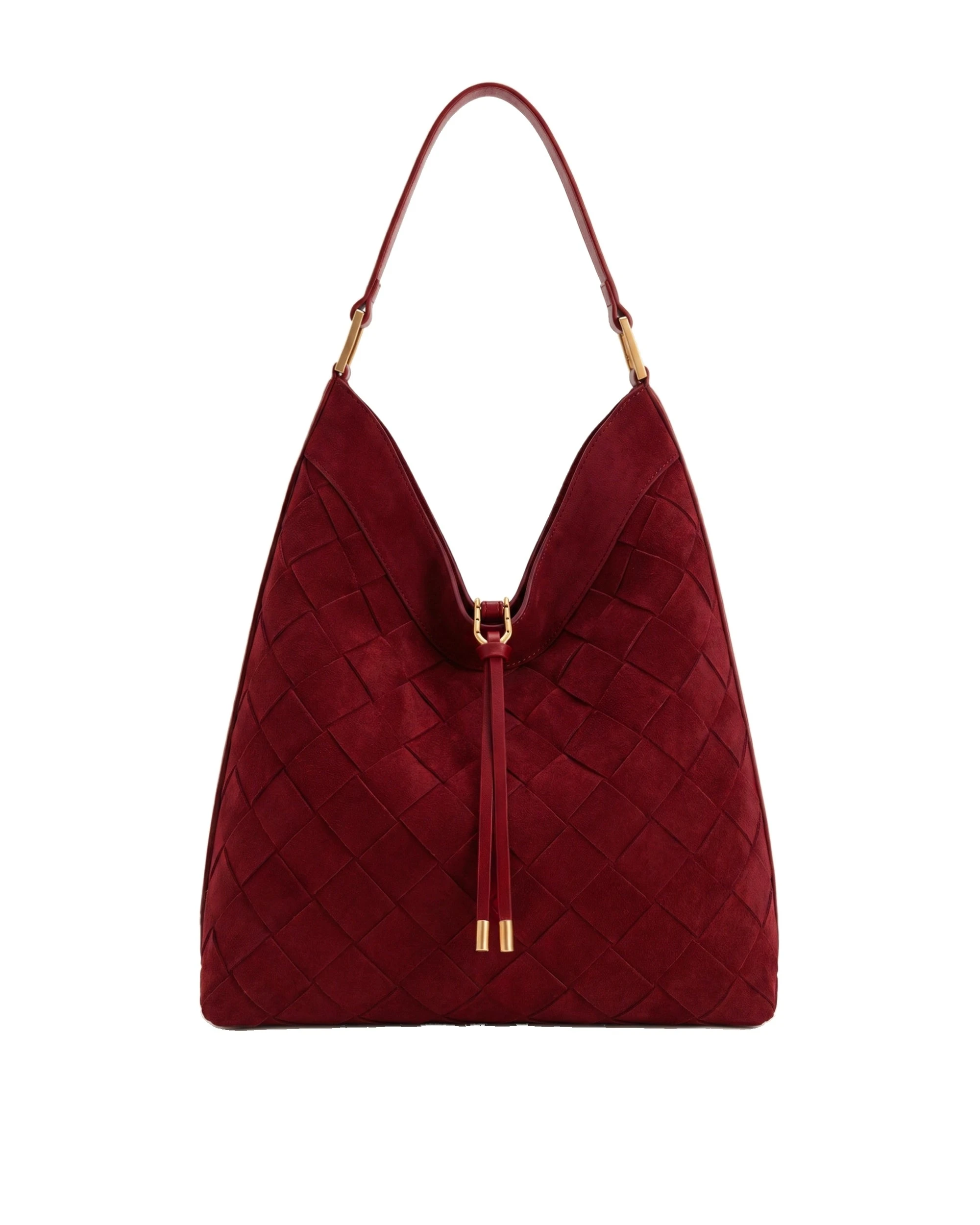 JW PEI Aria Faux Suede Woven Shoulder Bag in Burgundy | Shoulder & Crossbody Bags | Luxury Shoes JW PEI Aria Faux Suede Woven Shoulder Bag in Burgundy