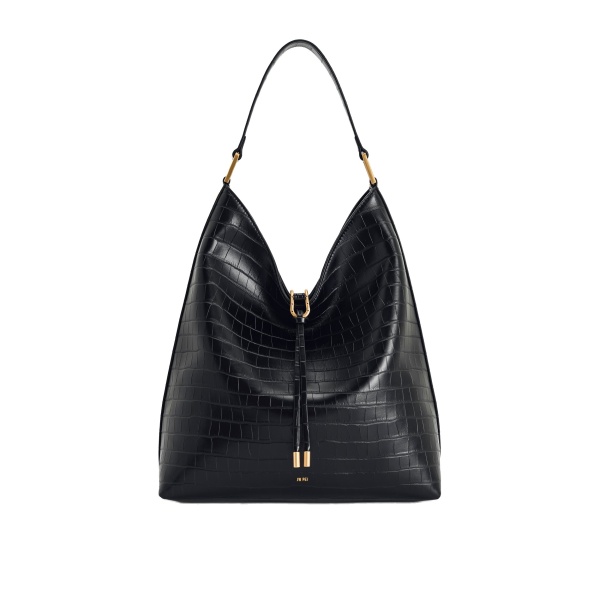 JW PEI Aria Shoulder Bag in Black Croc