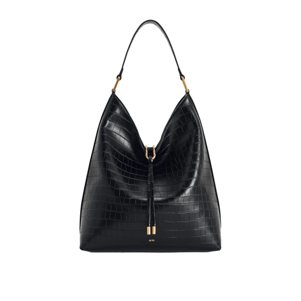 JW PEI Aria Shoulder Bag in Black Croc