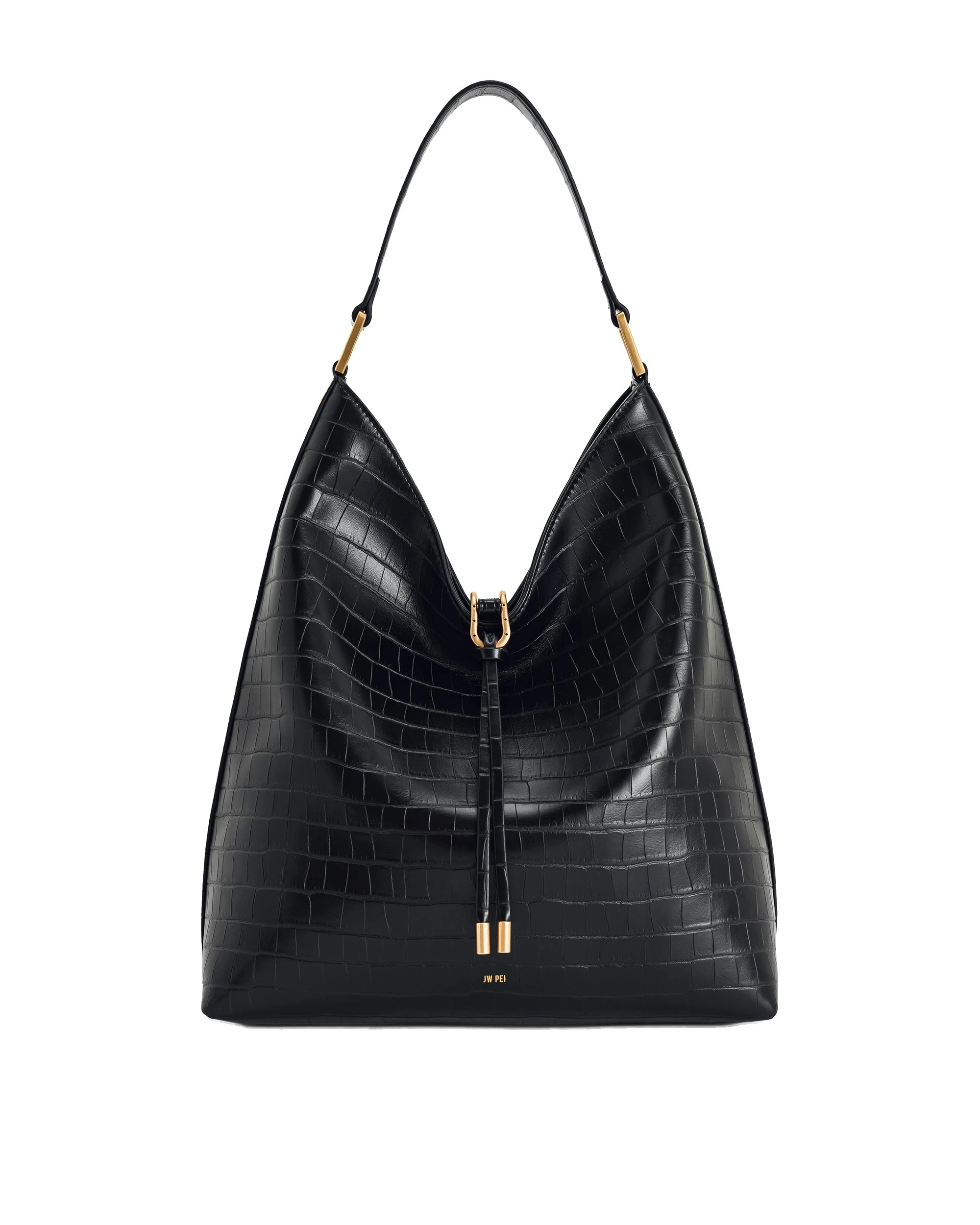 JW PEI Aria Shoulder Bag in Black Croc | Shoulder & Crossbody Bags | Luxury Shoes JW PEI Aria Shoulder Bag in Black Croc