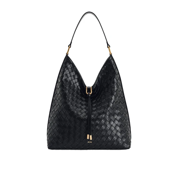 JW PEI Aria Woven Texture Shoulder Bag in Black