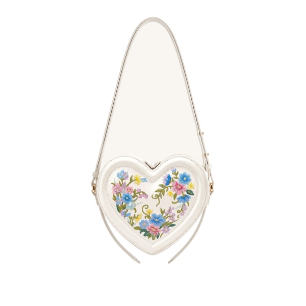 JW PEI Arlene Embroidered Heart Shape Crossbody Bag in Ivory White