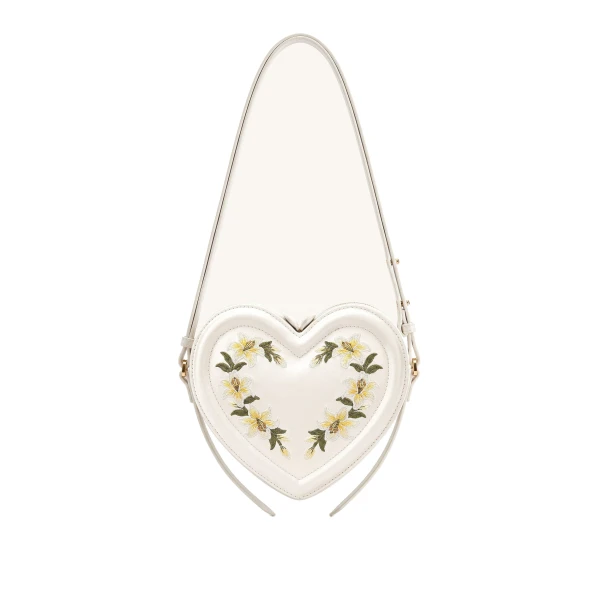 JW PEI Arlene Embroidered Heart Shape Crossbody Bag in Milky White