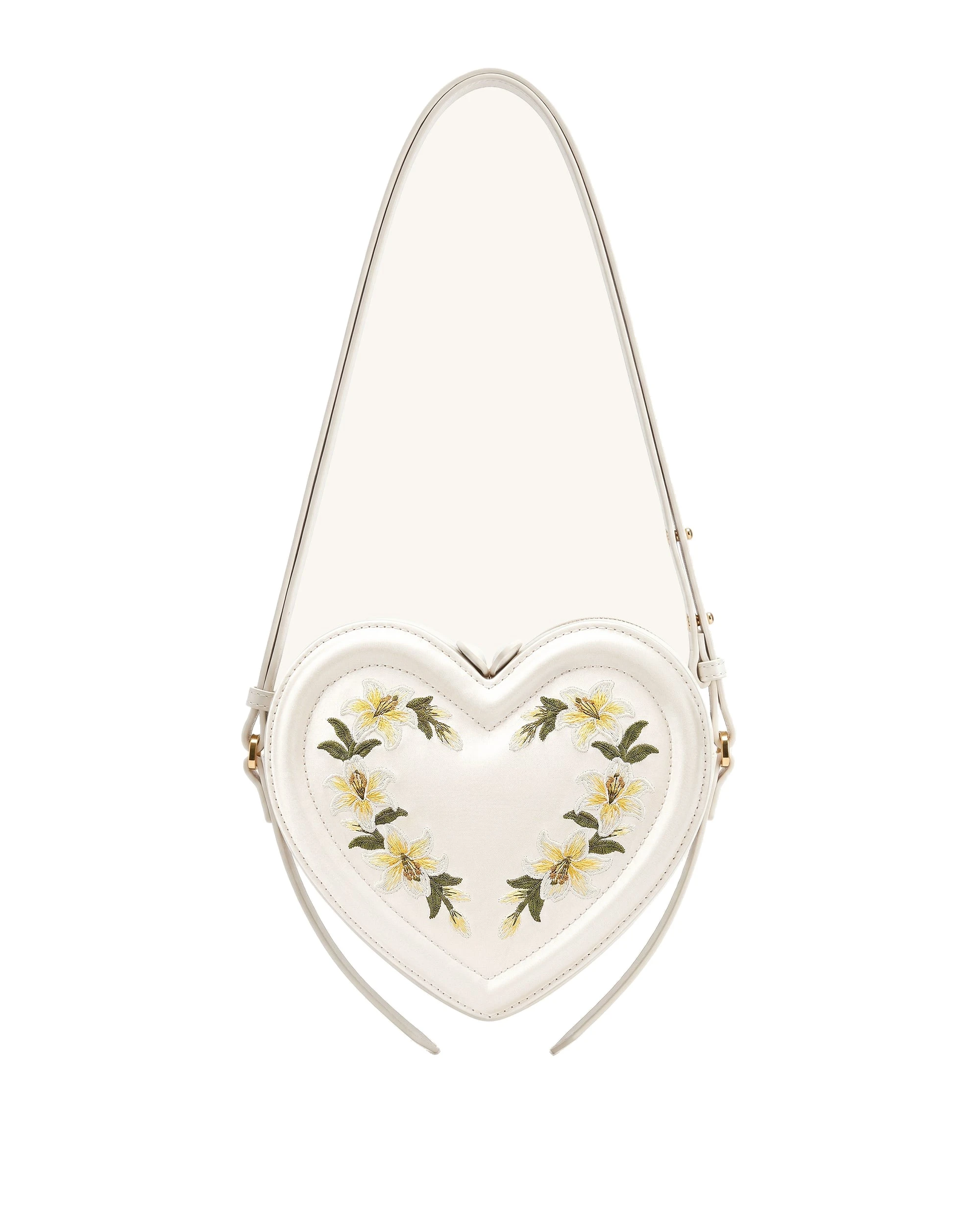 JW PEI Arlene Embroidered Heart Shape Crossbody Bag in Milky White | Shoulder & Crossbody Bags | Luxury Shoes JW PEI Arlene Embroidered Heart Shape Crossbody Bag in Milky White