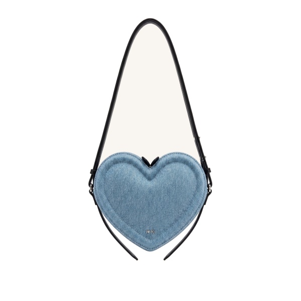 JW PEI Arlene Heart Shaped Crossbody Bag in Light Blue Denim