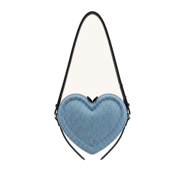JW PEI Arlene Heart Shaped Crossbody Bag in Light Blue Denim