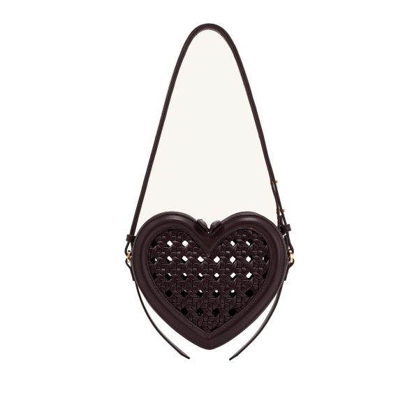 JW PEI Arlene Openwork Woven Heart Shape Crossbody Bag in Vintage Red