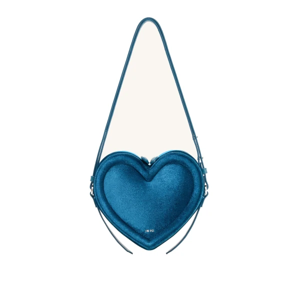 JW PEI Arlene Velvet Heart Shaped Bag in Blue