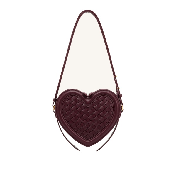 JW PEI Arlene Woven Heart Shape Crossbody Bag in Deep Burgundy