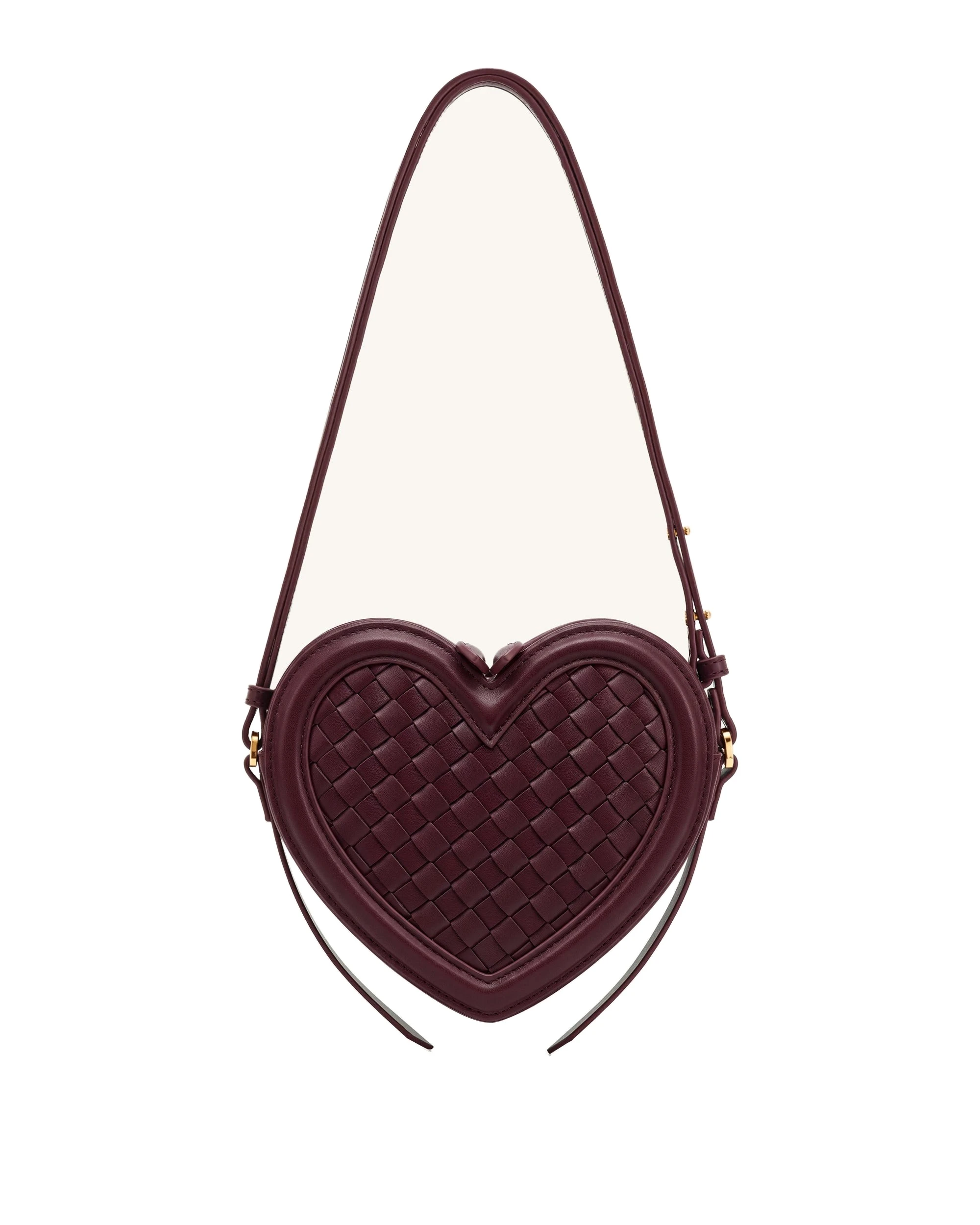 JW PEI Arlene Woven Heart Shape Crossbody Bag in Deep Burgundy | Shoulder & Crossbody Bags | Luxury Shoes JW PEI Arlene Woven Heart Shape Crossbody Bag in Deep Burgundy