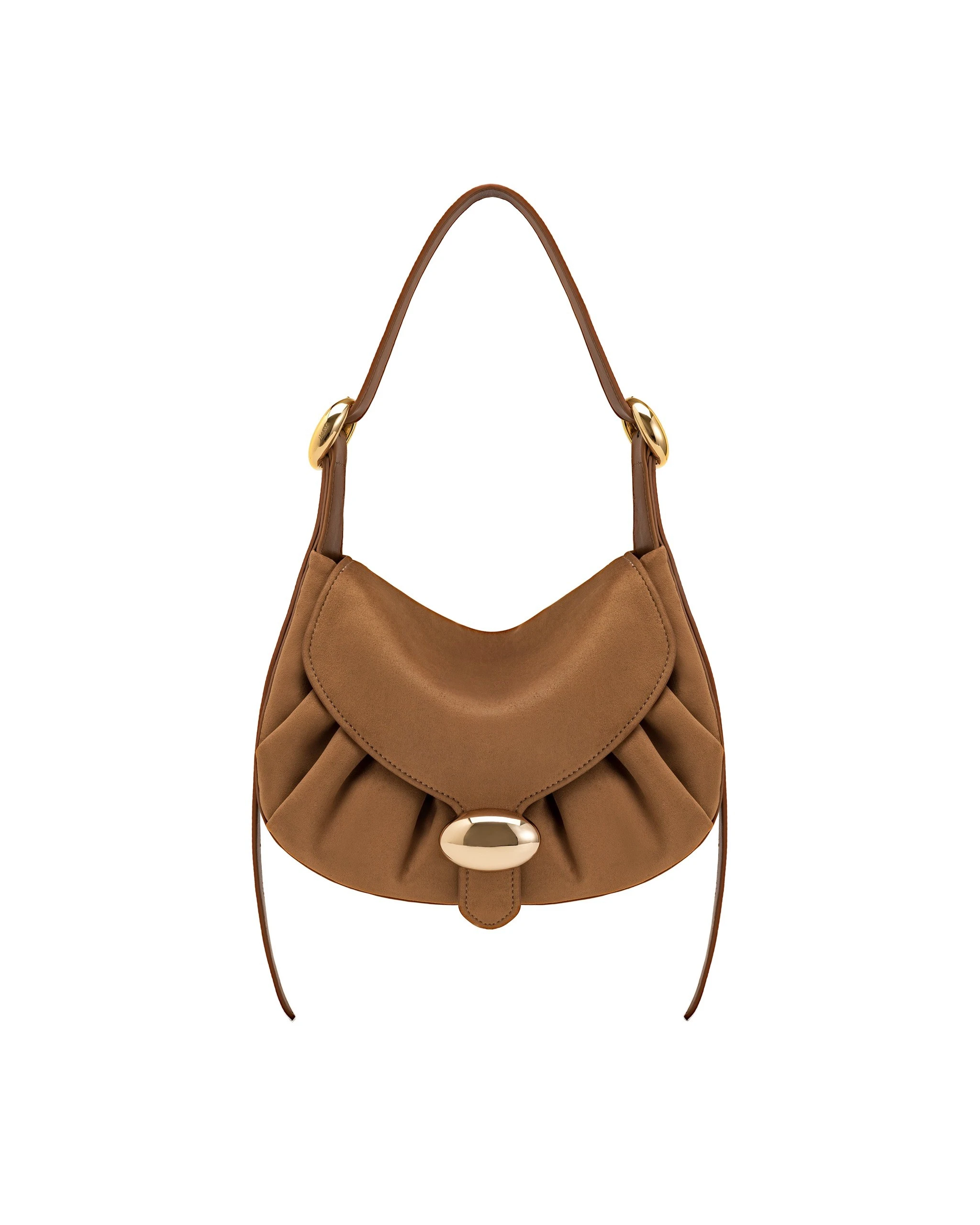 JW PEI Avery Faux Suede Draped Hobo Bag in Camel | Shoulder & Crossbody Bags | Luxury Shoes JW PEI Avery Faux Suede Draped Hobo Bag in Camel
