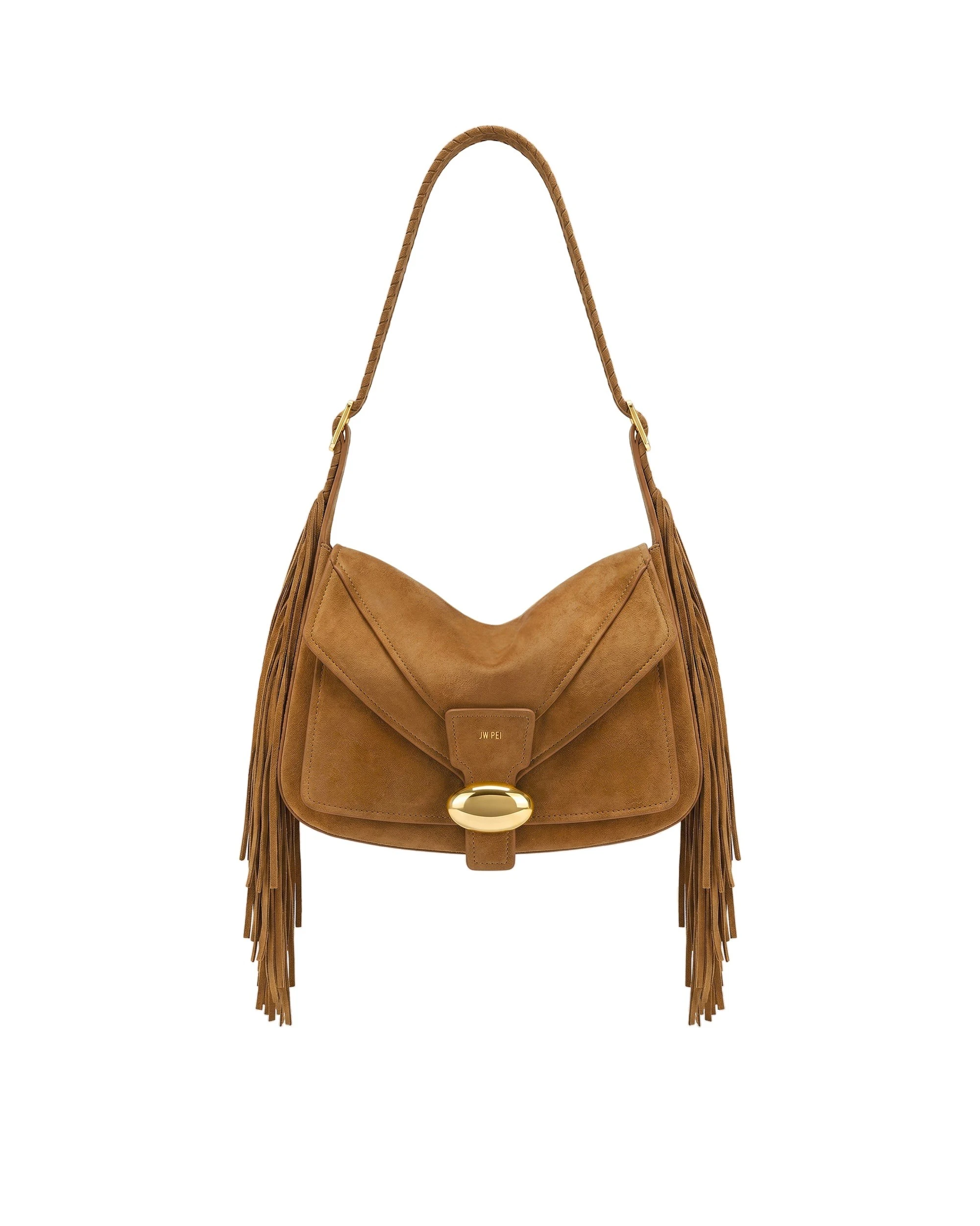 JW PEI Avery Fringe Faux Suede Shoulder Bag in Brown | Shoulder & Crossbody Bags | Luxury Shoes JW PEI Avery Fringe Faux Suede Shoulder Bag in Brown