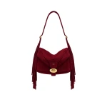 JW PEI Avery Fringe Faux Suede Shoulder Bag in Burgundy