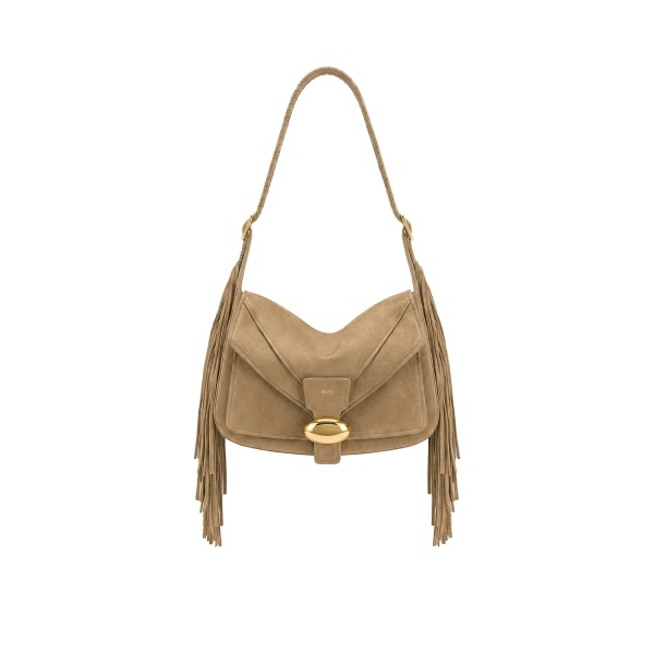 JW PEI Avery Fringe Faux Suede Shoulder Bag in Khaki