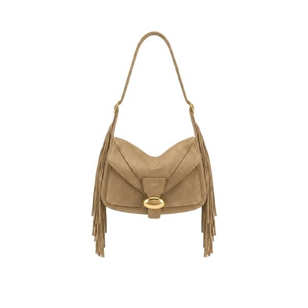 JW PEI Avery Fringe Faux Suede Shoulder Bag in Khaki