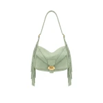 JW PEI Avery Fringe Faux Suede Shoulder Bag in Mint Green
