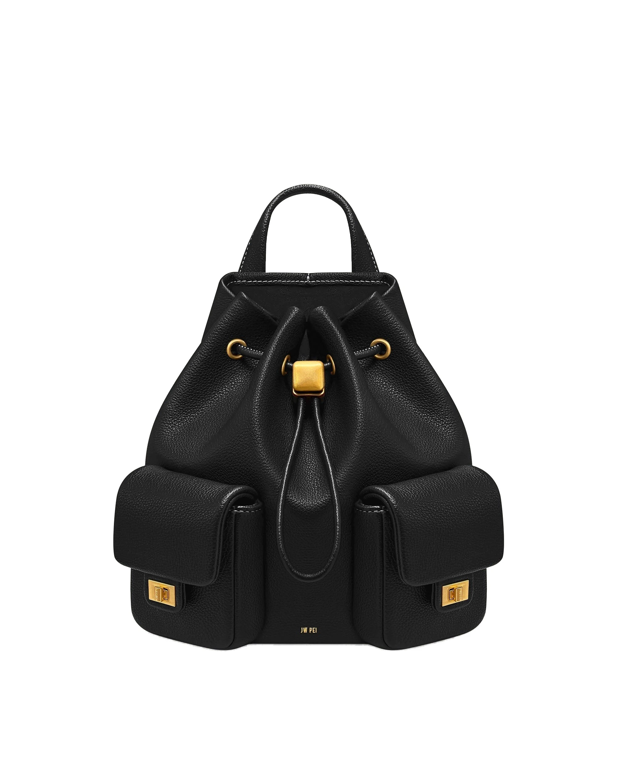 JW PEI Avery Pebbled Drawstring Utility Backpack in Black | Backpacks | Luxury Shoes JW PEI Avery Pebbled Drawstring Utility Backpack in Black