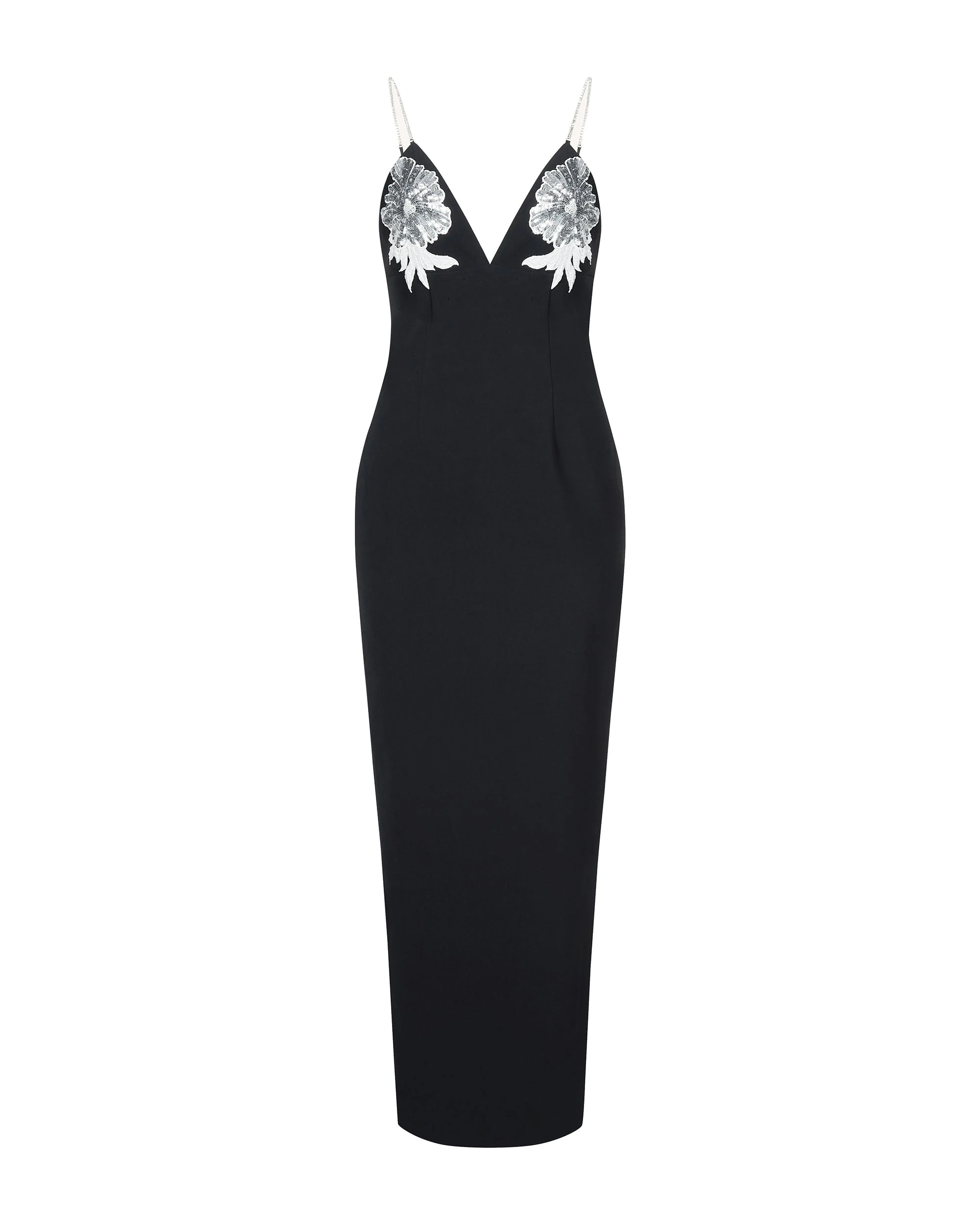 JW PEI dress | Los Angeles Vegan Fashion Dresses | Luxury Shoes JW PEI Ayliua Sweetheart-Neckline Rhinestones Embellished Black Long Dress