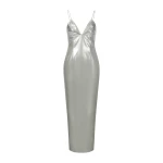 JW PEI Ayliua Sweetheart-Neckline Rhinestones Embellished Silver Long Dress