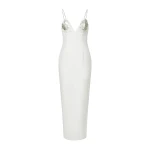 JW PEI Ayliua Sweetheart-Neckline Rhinestones Embellished White Long Dress