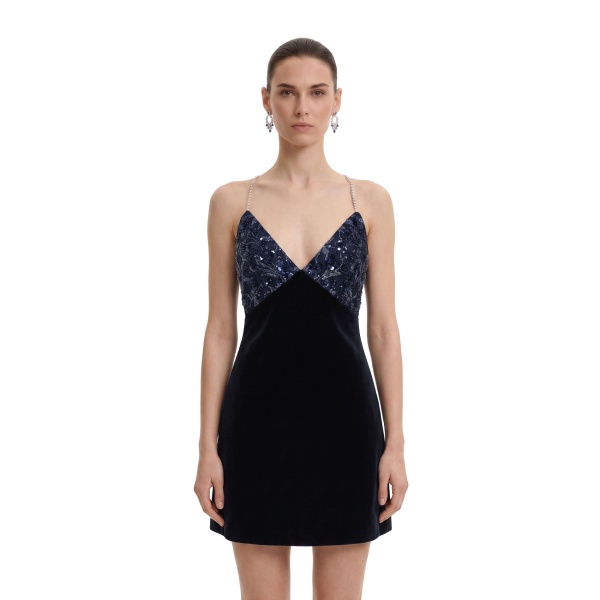 JW PEI Beaded Floral Strappy Open-Back Mini Dress