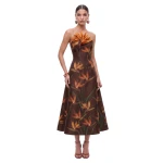 JW PEI Bird of Paradise Appliqué Strapless A-Line Midi Dress