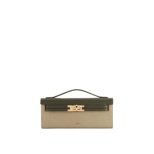 JW PEI Bria Faux Suede Structured Top Handle Bag in Dark Olive