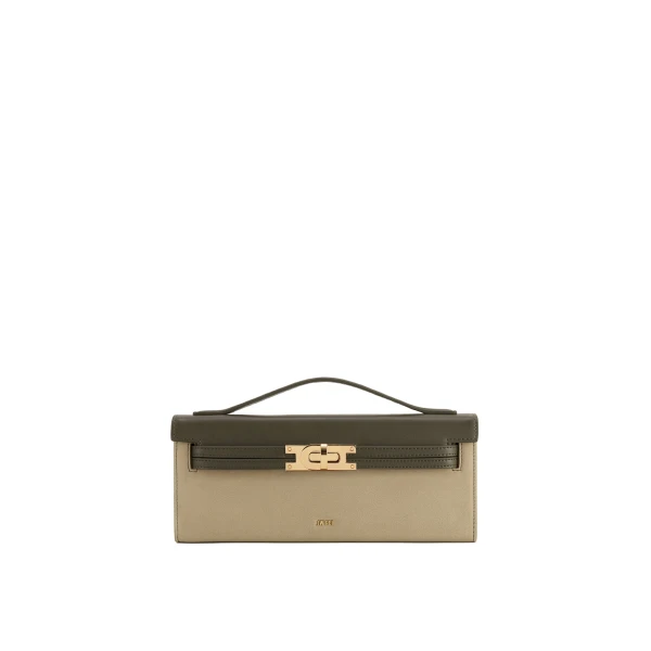 JW PEI Bria Faux Suede Structured Top Handle Bag in Dark Olive
