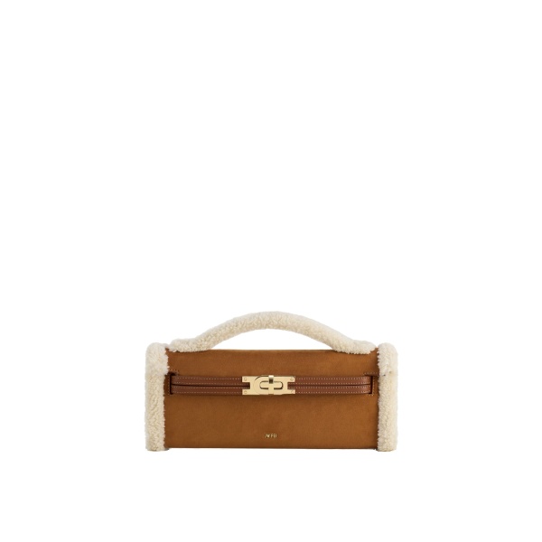 JW PEI Bria Faux Suede Structured Top Handle Bag in Yellow Brown