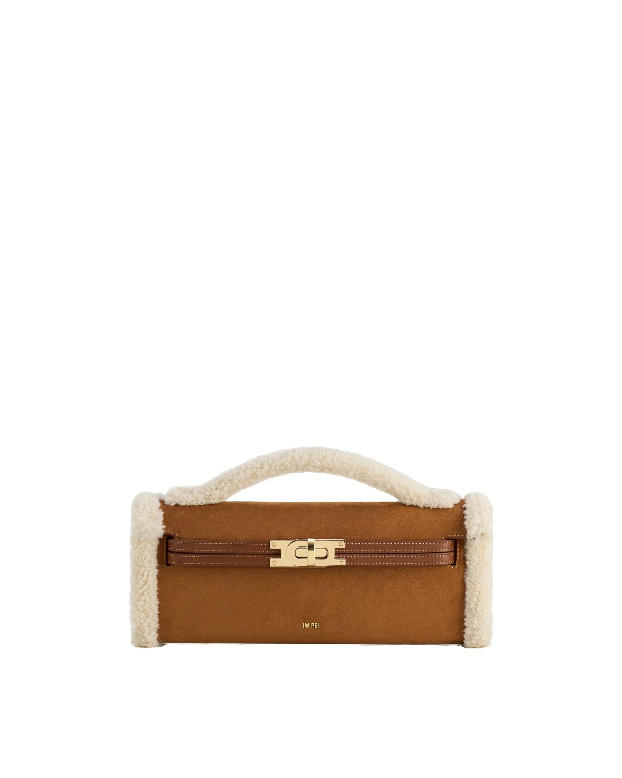 JW PEI Bria Faux Suede Structured Top Handle Bag in Yellow Brown | Totes & Top-Handle Bags | Luxury Shoes JW PEI Bria Faux Suede Structured Top Handle Bag in Yellow Brown