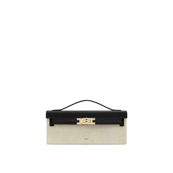 JW PEI Bria Structured Top Handle Bag in Black Canvas